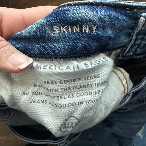 American Eagle Outfitters Airflex 360 Blue Denim 28X32 Skinny Jean Distressed - Picture 4 of 7